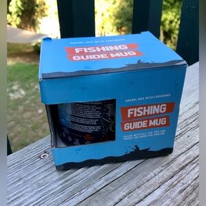 2/$10 NEW Gift Republic FISHING GUIDE MUG In Box Fish Facts Coffee Cup Tea Mug